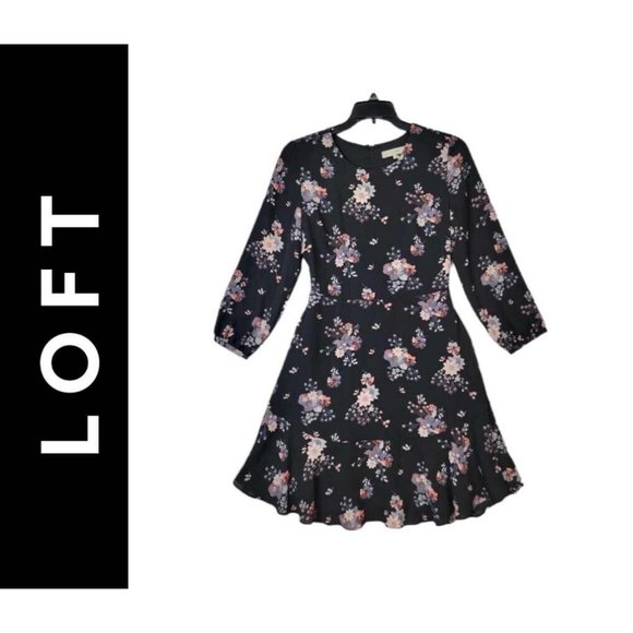 LOFT Dresses Loft Womens Sz 8 Multicolor Floral Swing Flare Long